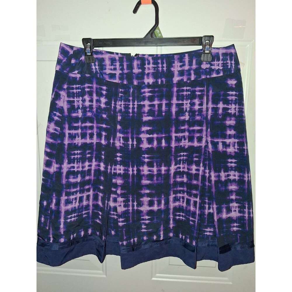 Simply Vera Vera Wang Women's Skirt Size 10 Purple Abstract Print Velvet Trim...